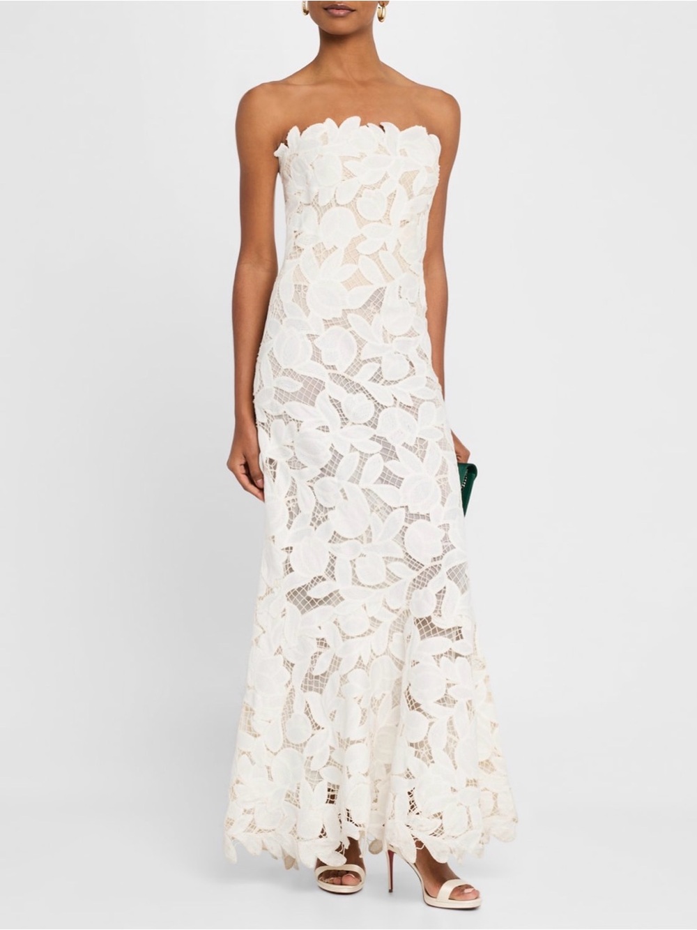 SIMKHAI Valletta Strapless Floral Lace Maxi Dress